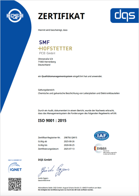 Zertifikat-ISO9001-2015-HofstetterPCB Zertifikat